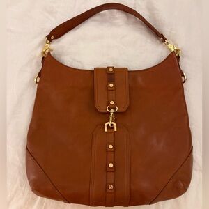 Tory Burch Brown Leather Shoulder Bag with Gold Hardware